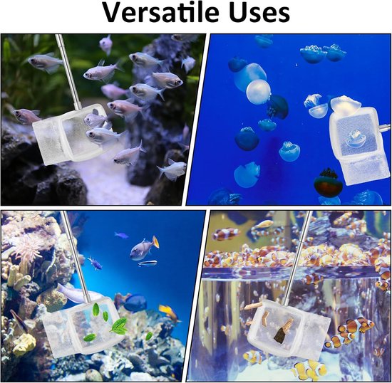 Garnalennet, Garnalen Skimming Aquariumnetten met uitschuifbaar roestvrijstalen handvat, visnet voor aquarium, aquarium, kleine vijvers, babyvisvoer, residu, intrekbare 17,5-55 cm lang — afbeelding 5
