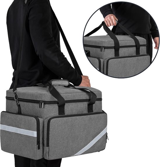 Medische tas met wieltjes met afneembare trolley, tas voor verpleegkundigen met afneembare scheidingswanden, lege noodtas voor artsen, EMS-professionals, grijs — afbeelding 4