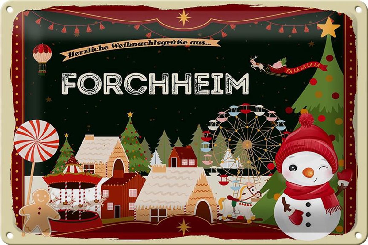 Blechschild Weihnachten Grüße FORCHHEIM 30x20cm