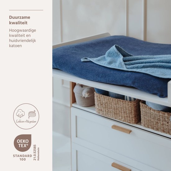 Meyco Baby Uni Aankleedkussenhoes - 2-pack - Badstof - Indigo - 85x75cm — afbeelding 3