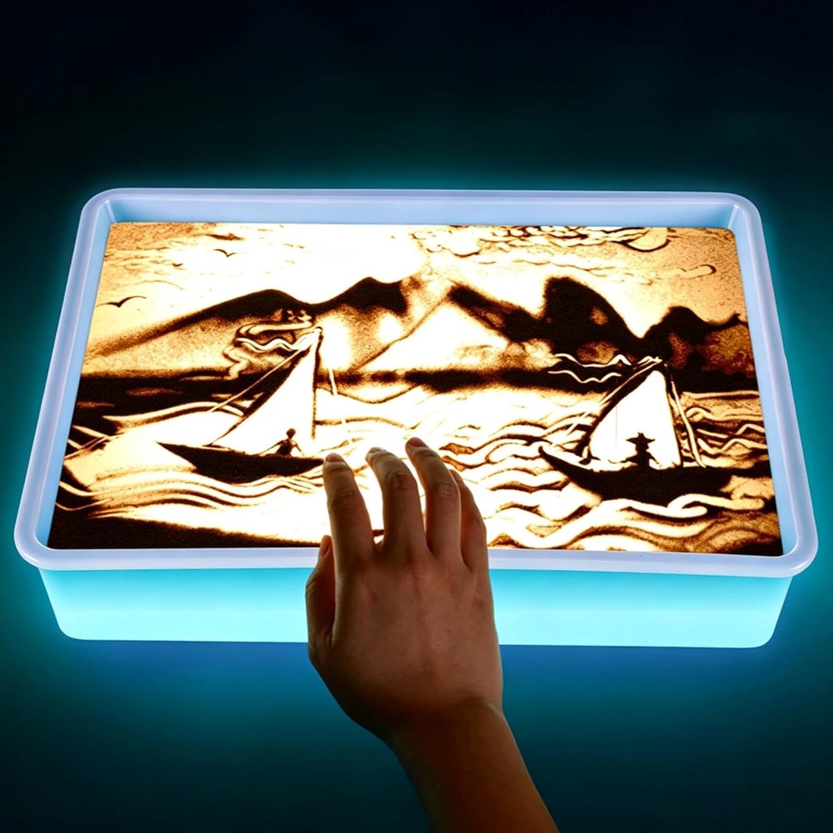 Zandschilderij Met Lichtbak - Sensorische Lichttafel - Zandtekentafel - Creatieve Kunst Voor In De Klas En Thuisgebruik