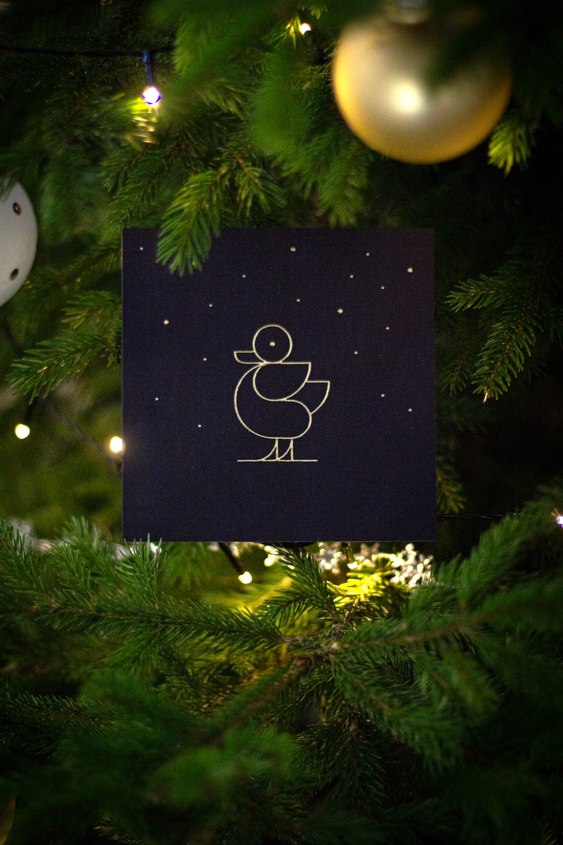 Eendje Kerstkaart met goudfolie | Wenskaart | Kerst