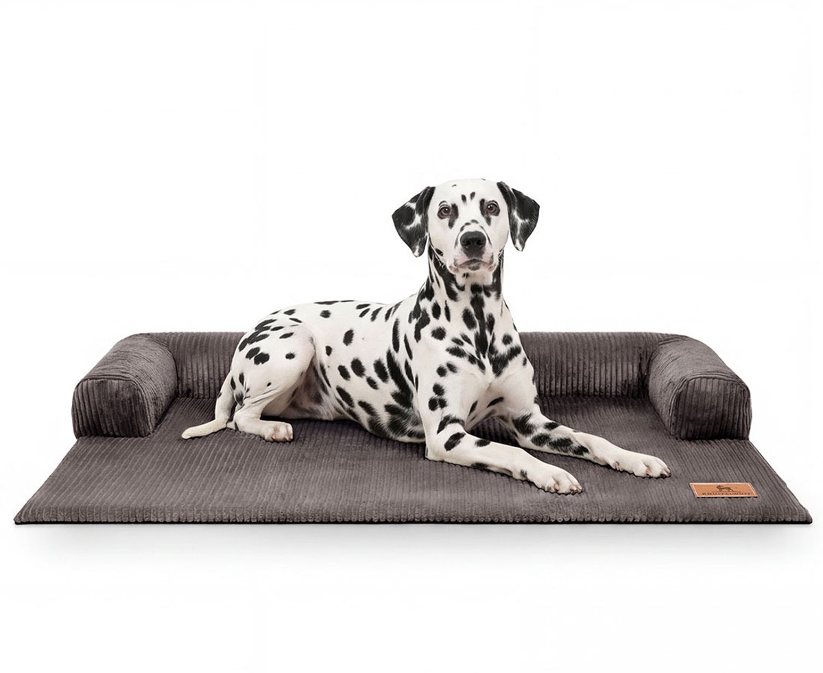 Knuffelwuff bankbeschermer Hudson van ribfluweel voor stijlvolle bescherming en een gezellig favoriet plekje op je bank XL 100 x 95cm Bruin-grijs