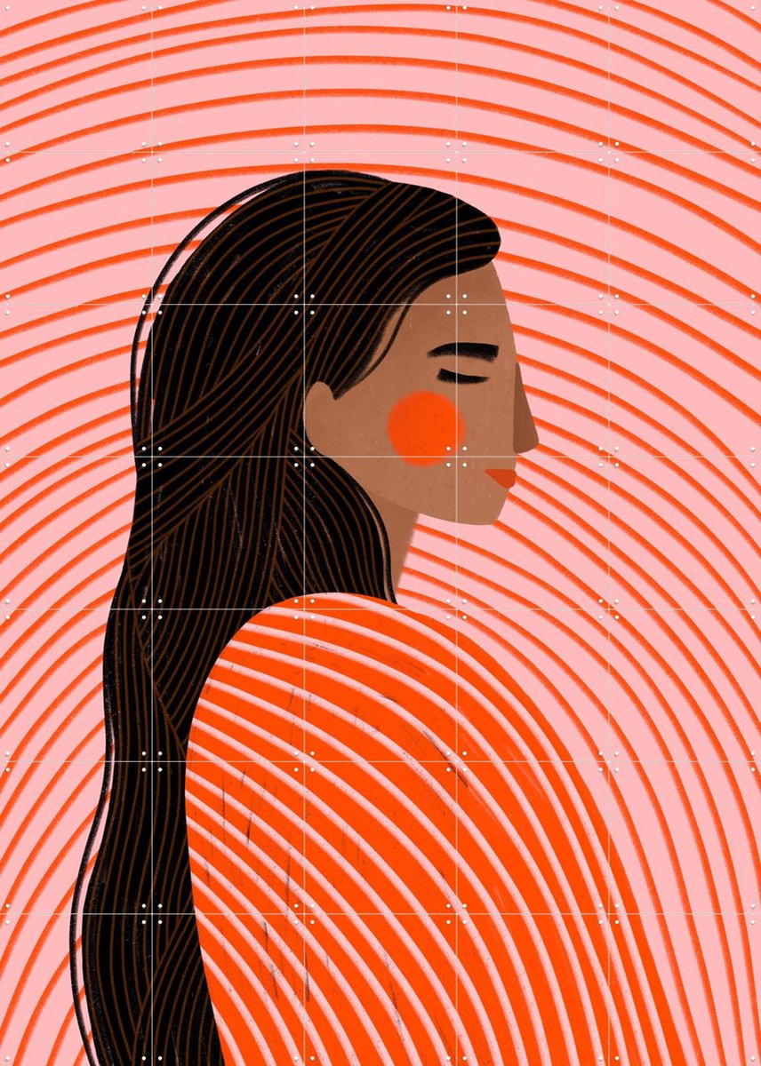 IXXI The Woman With The Lines, Bea Müller & Various - 100 x 140 cm - Gratis ophangtool - Grote wanddecoratie en posters - Line art, Kleurrijk
