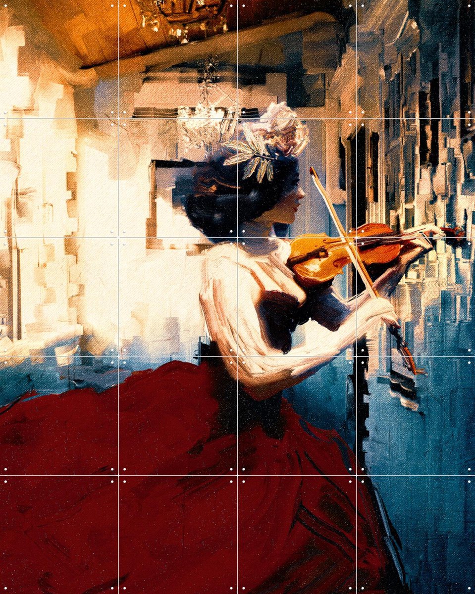 IXXI Violin Girl, Vineet Suresh - 80 x 100 cm - Gratis ophangtool - Grote wanddecoratie en posters - Olieverf, Decoratieve kunsten, Realisme