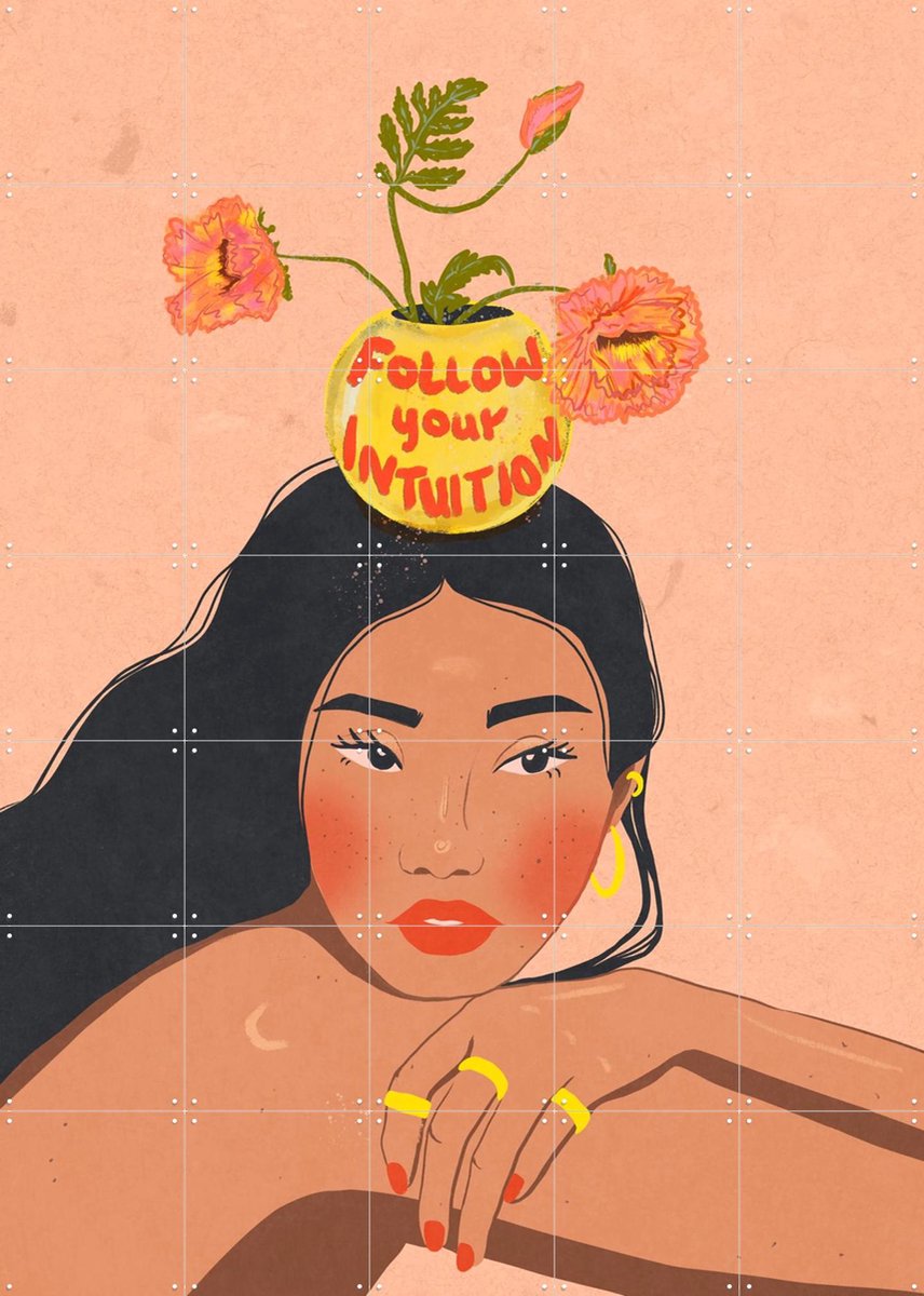 IXXI Follow Your Intuition, Raissa Oltmanns - 100 x 140 cm - Gratis ophangtool - Grote wanddecoratie en posters - Typografie, Modern, Digitale Kunst
