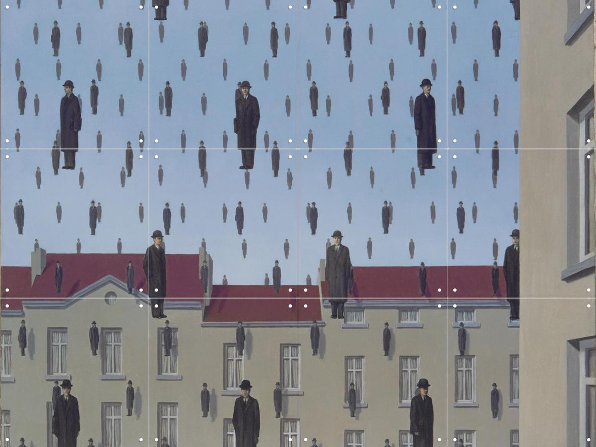 IXXI Golconde (1953), Magritte & Standaard Uitgeverij - 80 x 60 cm - Gratis ophangtool - Grote wanddecoratie en posters - Line art, Speels