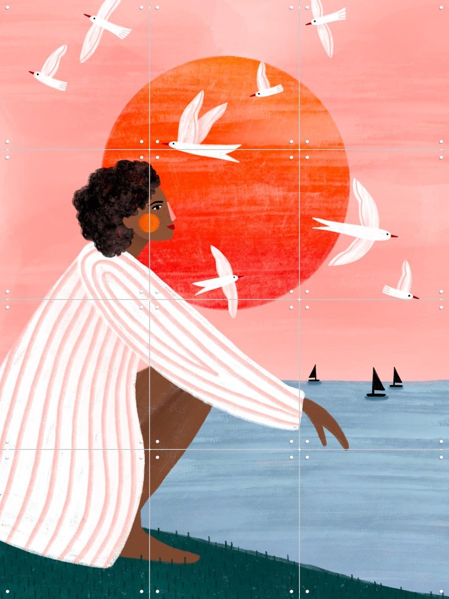 IXXI Sunset On My Own, Bea Müller & Various - 60 x 80 cm - Gratis ophangtool - Grote wanddecoratie en posters - Fantasierijk, Modern, Abstract