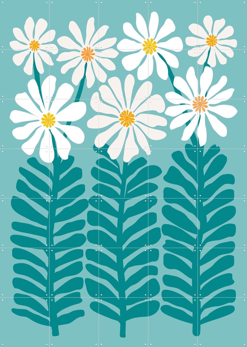 IXXI Daisy Floral, Kristian Gallagher & Various - 100 x 140 cm - Gratis ophangtool - Grote wanddecoratie en posters - Speels, Fantasierijk