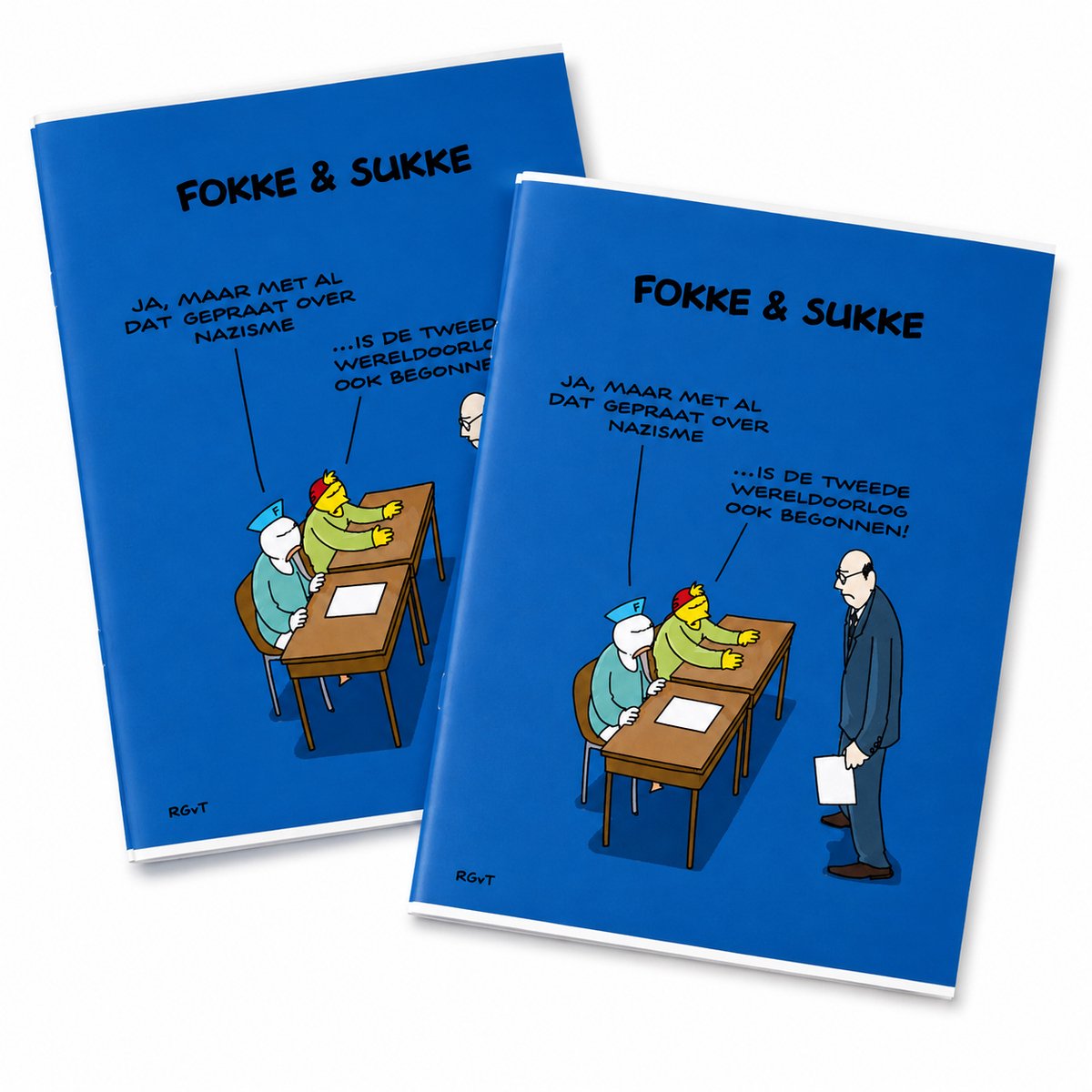Fokke & Sukke – A4 Ruitjesschrift – Set van 2 – 10 x 10 mm Ruit – 80 Pagina's per Schrift – Mat Kartonnen Omslag