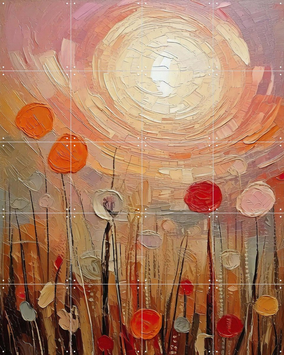 IXXI Zwevende Zomerkusjes, Moonheart Artworks - 80 x 100 cm - Gratis ophangtool - Grote wanddecoratie en posters - Kleurrijk, Kwaststreken, Olieverf