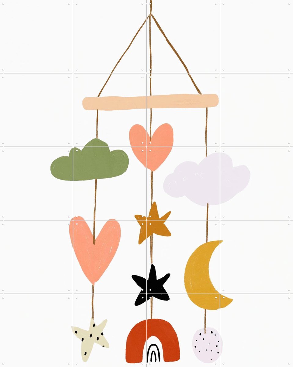 IXXI Mobilè, Treechild & Various - 80 x 100 cm - Gratis ophangtool - Grote wanddecoratie en posters - Fantasierijk, Geometrische Kunst, Kleurrijk