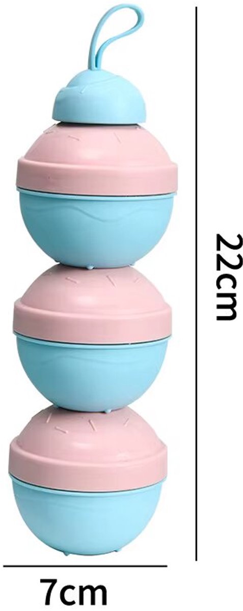 Baby - Melkpoeder toren - Blauw - BPA Vrij - Dispenser - Kraamcadeau - 3 verdiepingen - Reisbox - Doseerbakje