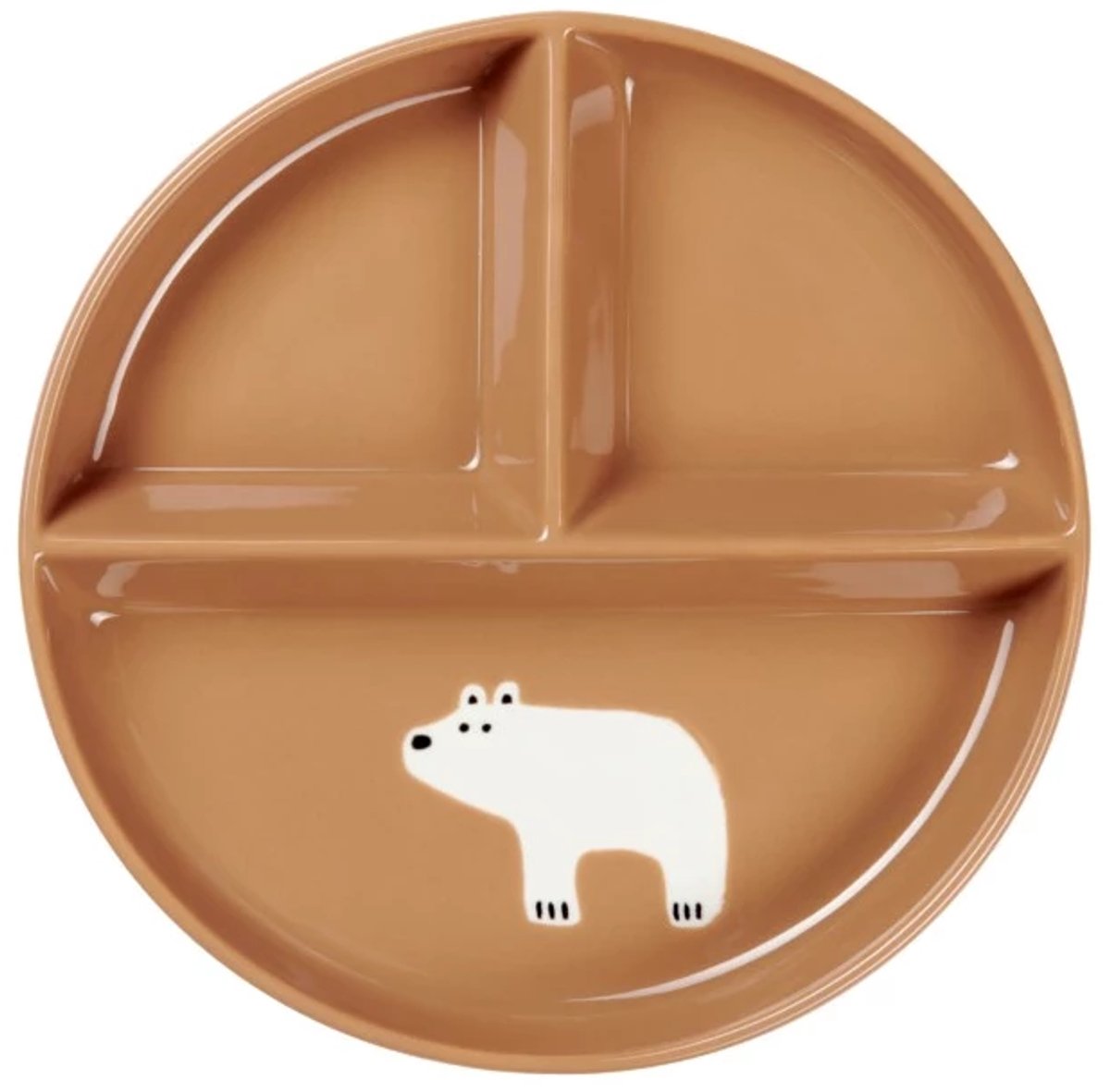 Asa Buddies bord D18cm met drie vakken beer bruin