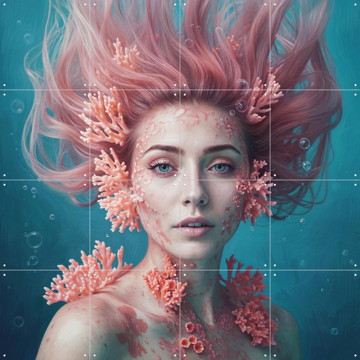 IXXI Queen of the Sunken Garden, IXXI Studio - 80 x 80 cm - Gratis ophangtool - Grote wanddecoratie en posters - Surrealisme, Digitale Kunst