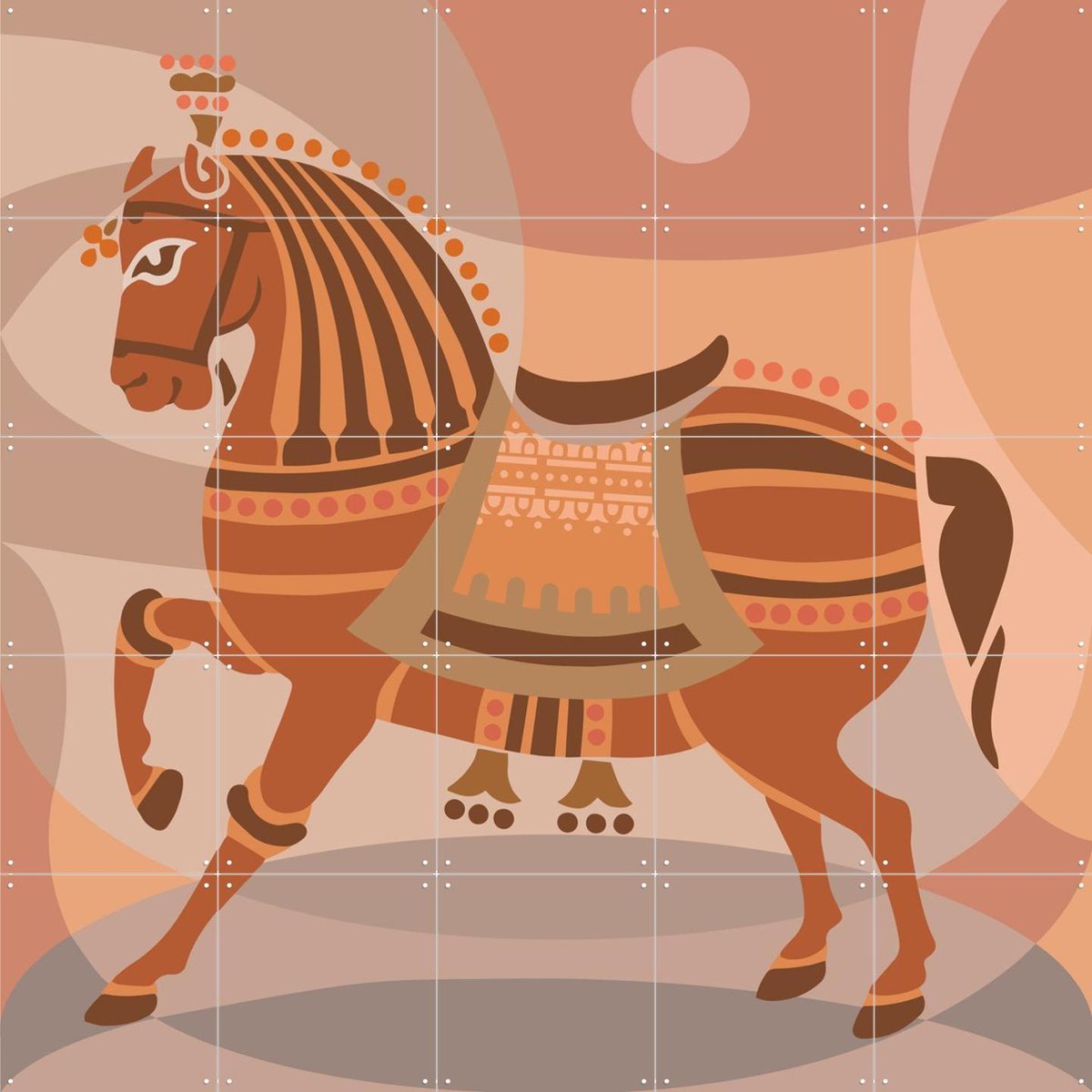 IXXI Parade Horse, Alejandro B. Canoy - 100 x 100 cm - Gratis ophangtool - Grote wanddecoratie en posters - Vintage, Decoratieve kunsten, Geometrische