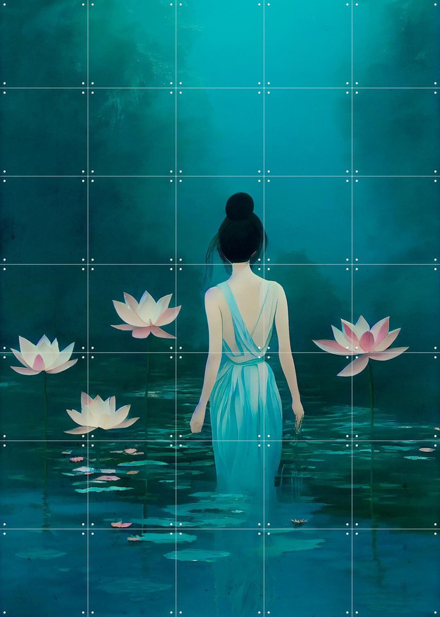 IXXI Lotus Dreaming, Treechild & Various - 100 x 140 cm - Gratis ophangtool - Grote wanddecoratie en posters - Abstract, Illustraties, Speels