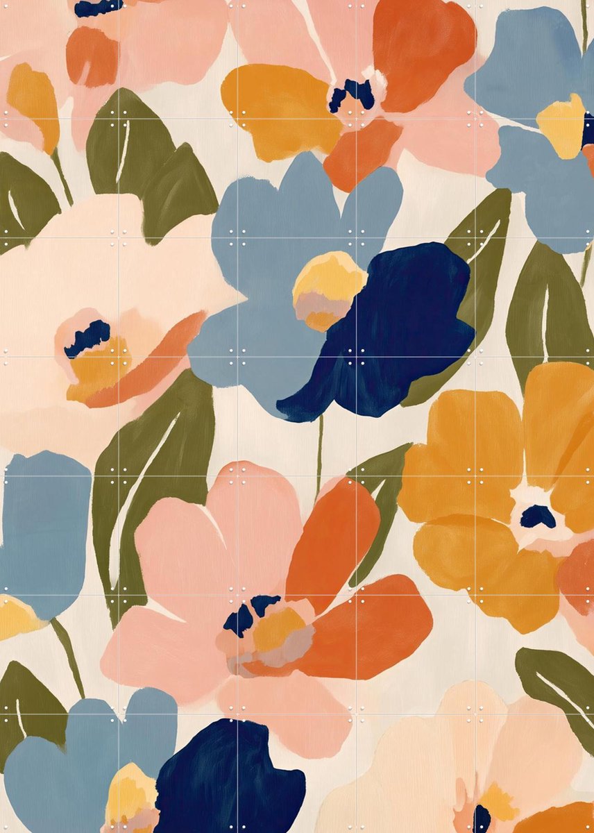 IXXI Soft Abstract Floral Garden, Branka Kodžoman - 100 x 140 cm - Gratis ophangtool - Grote wanddecoratie en posters - Schilderijen, Abstract