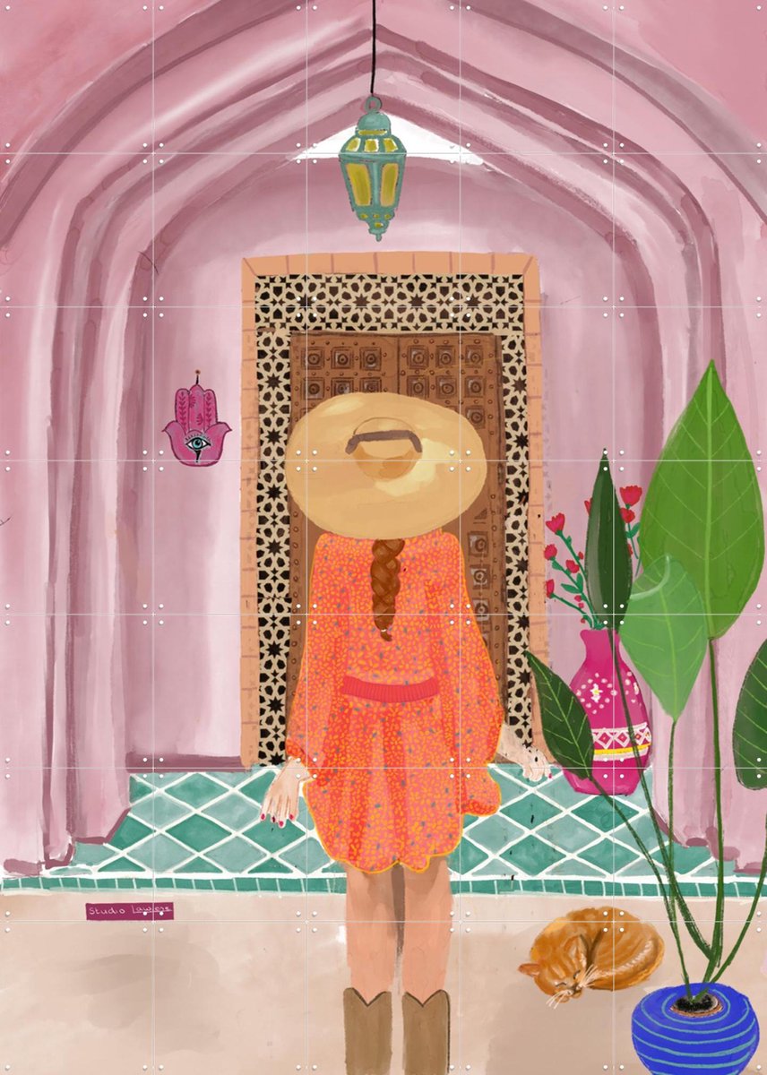 IXXI Souk Secret, Studio LaWiene - 100 x 140 cm - Gratis ophangtool - Grote wanddecoratie en posters - Modern, Kleurrijk, Pop art, Fantasierijk