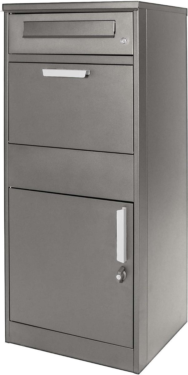 Pakketbrievenbus - Pakketbox - Veilige Pakketopslag - Afsluitbaar - 50x37x112 cm - Grijs