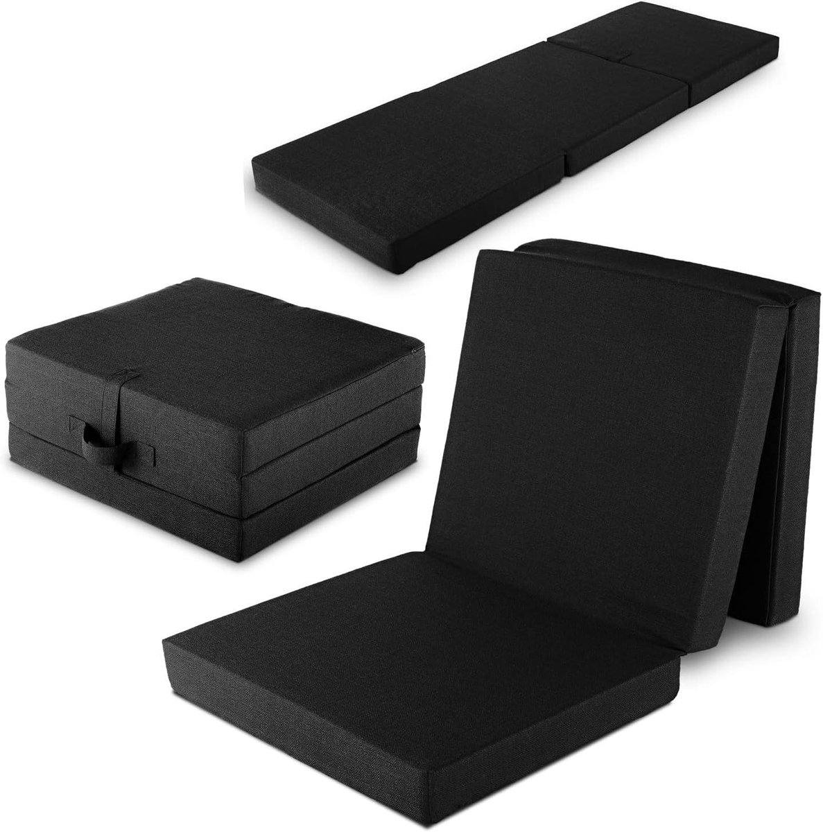 Vouwmatras - Opvouwbaar matras Gastenmatras - Flexibel slapen - Ruimtebesparend opvouwbaar - 70 x 195 cm - Zwart