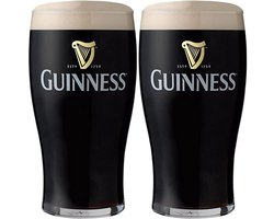 Guinness Bierglazen Pint 500 ml - Set van 2 glazen voor bier - Ideaal voor feestjes en samen genieten - Vaatwasserbestendig - Transparant glas - Hoogte 159 mm, Diameter 79 mm - Glaswerk - Merk Bierglazen
