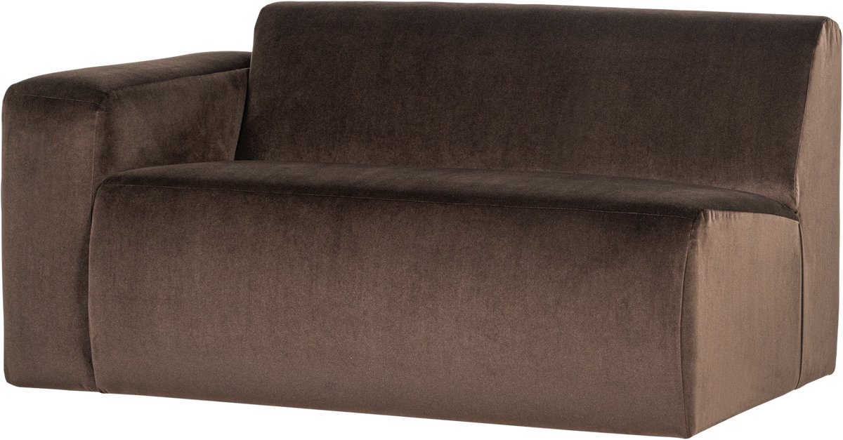 WOOOD Mojo Base 1,5-zits Bank Arm Links - Velvet - Bruin - 74x145x97
