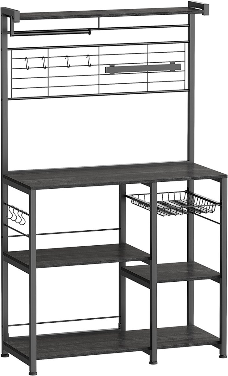 Keukenrek met magneetstrip – 12 haken – Rookgrijs-zwart