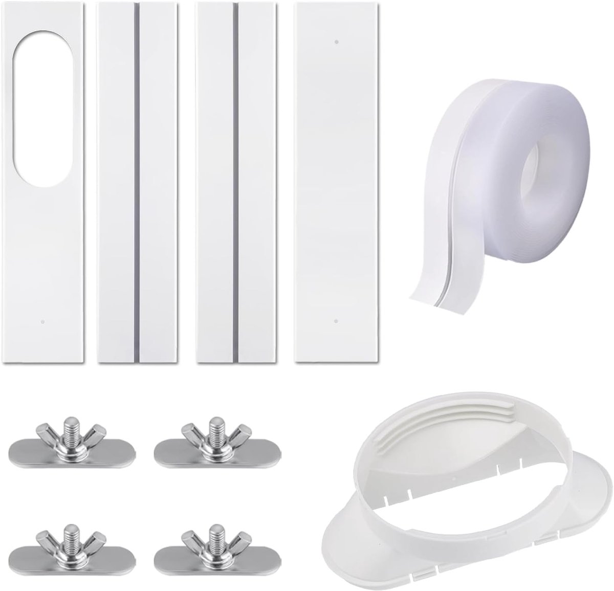 SnelShoppen - Draagbare Airconditioning Raam Kit met Universele Koppeling Versterkt PVC Paneel Verstelbare Raamafdichting voor Verticale/Horizontale S