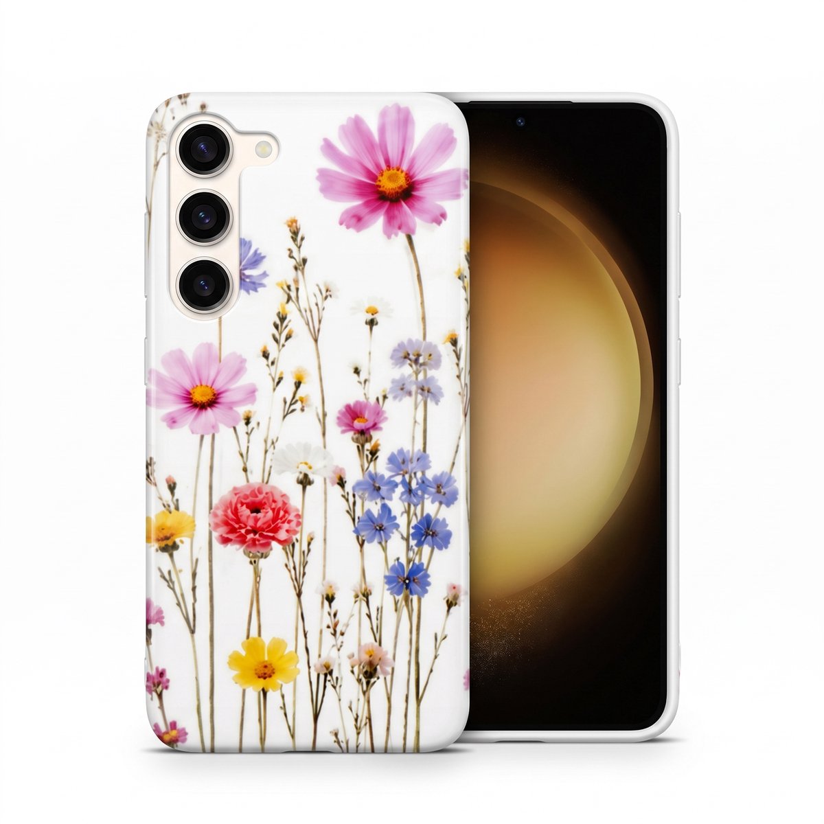 Hoesje geschikt voor Samsung Galaxy S23 – Wild Bloemen – Exclusief Design – Polycarbonaat – Floral
