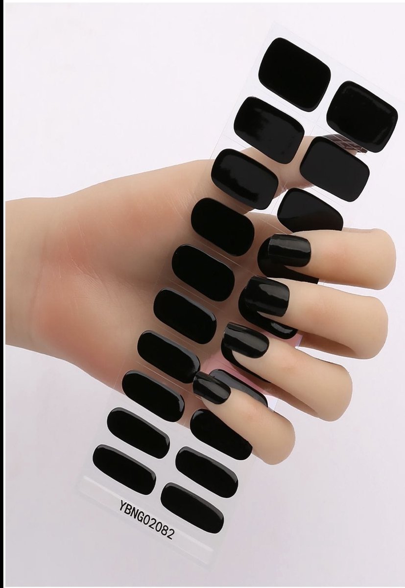 ZWART Originele UV Gel Nagelstickers PLUS – Complete Kit – Salonkwaliteit Thuis – 20STUKS - Makkelijk Aan Te Brengen – Prachtige, Perfecte Nagels – Betaalbaar – Blijft Tot 15 Dagen Perfect Zitten