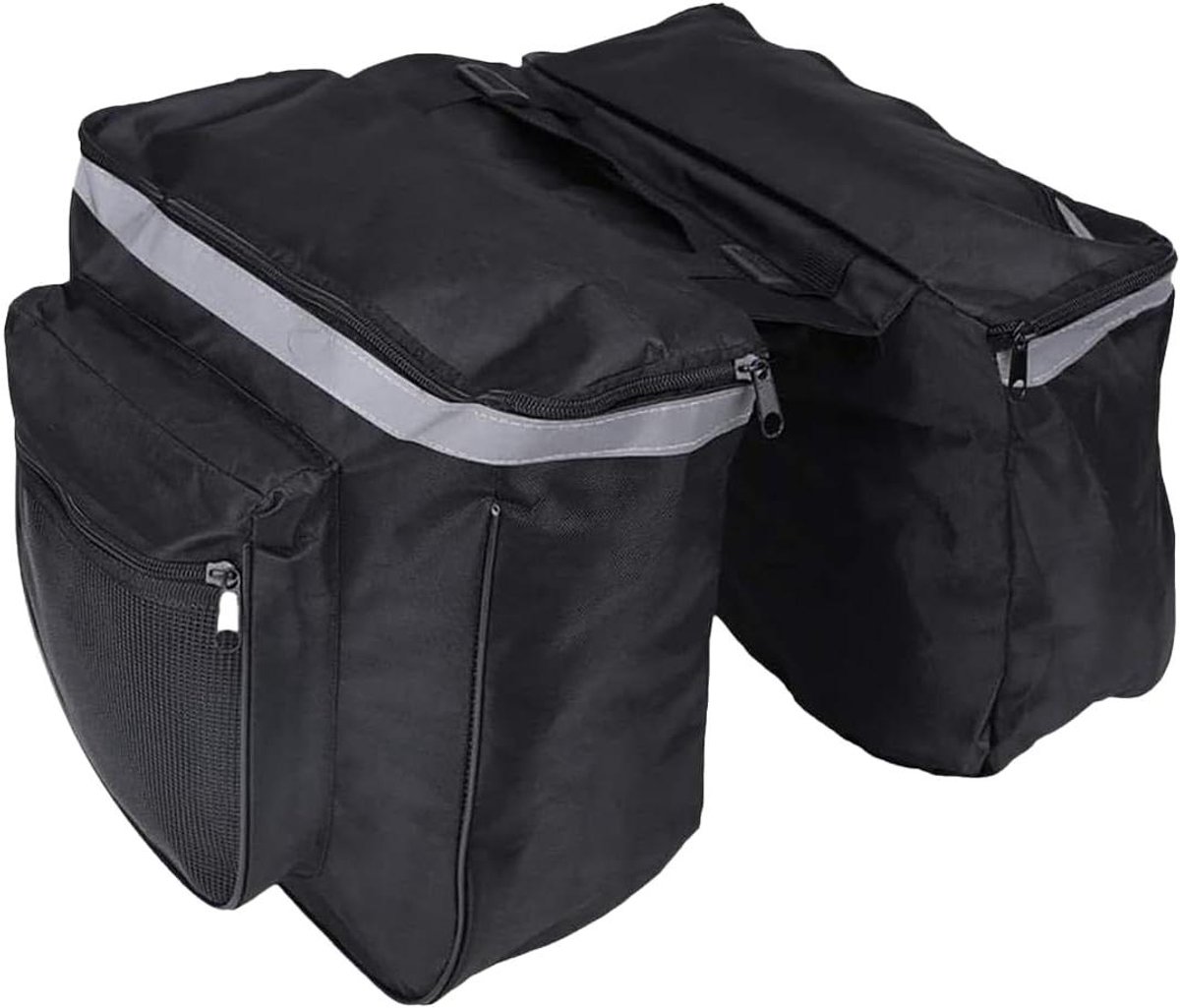 Fietstas Dubbel - Bagagedrager Tas - Boodschappen Vervoeren - Waterdicht Polyester - 45 Liter - Zwart