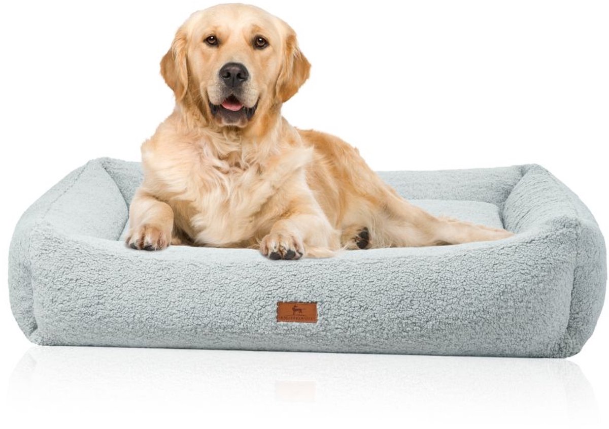 Knuffelwuff orthopedisch hondenbed Matteo met traagschuimvlokken van knus teddy-materiaal XL 105cm x 85cm Lichtgrijs