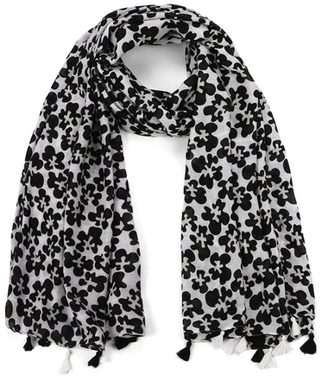 Sunset Fashion Sjaal Flower zwart wit 180x90cm