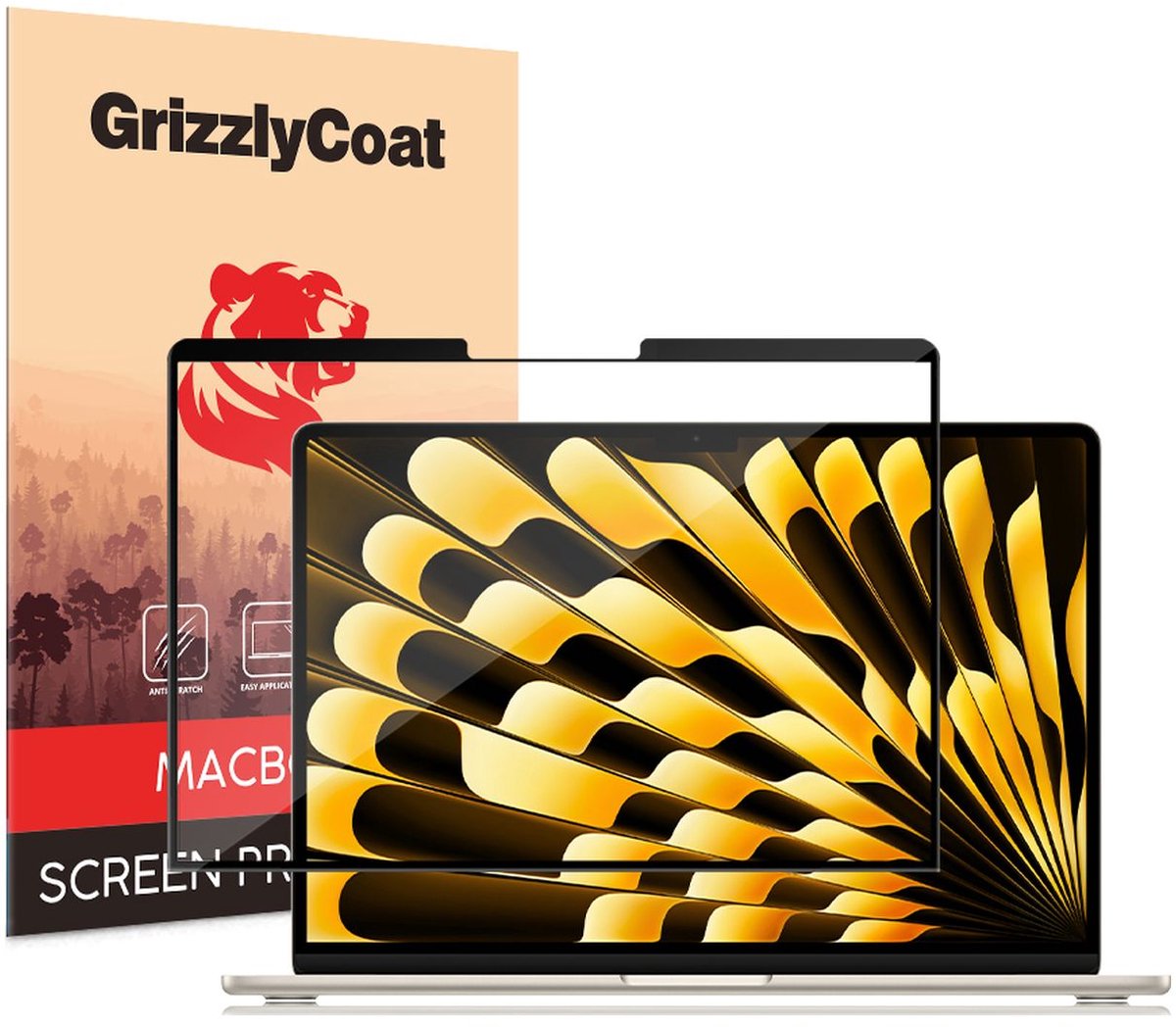 GrizzlyCoat Screenprotector geschikt voor Apple MacBook Air 15 Inch (2023-2026) | GrizzlyCoat Premium Screenprotector Folie - Case Friendly