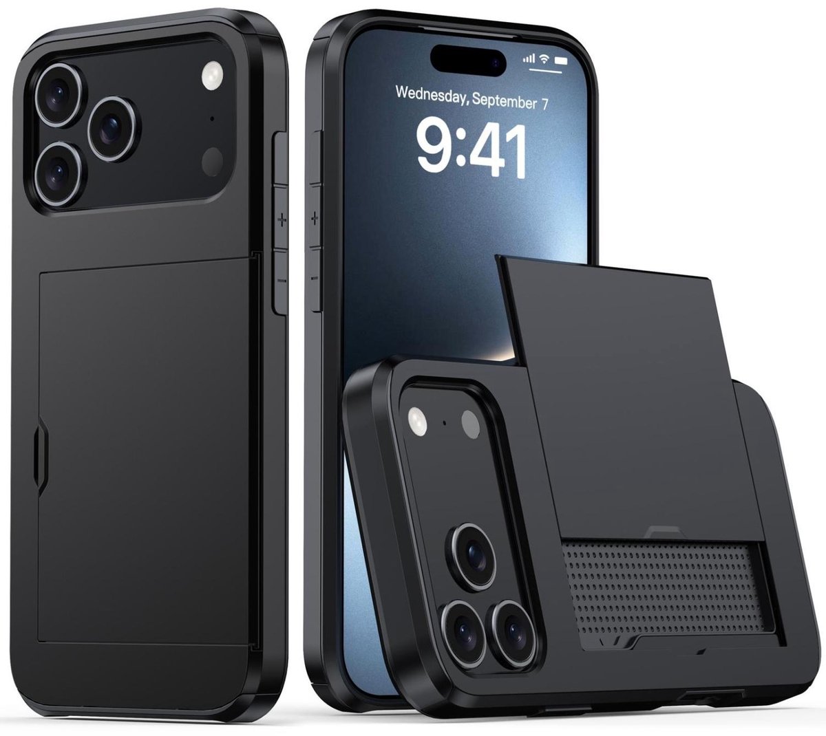 Mobigear Hoesje geschikt voor Apple iPhone 18 Pro Max Telefoonhoesje met Kaarthouder Hardcase | Mobigear Card Backcover Shockproof met Pasjeshouder | Kaarthouder voor 2 Pasjes | Hoesje voor Pinpas / OV Kaart / Rijbewijs | Schokbestendig iPhone 18 Pro
