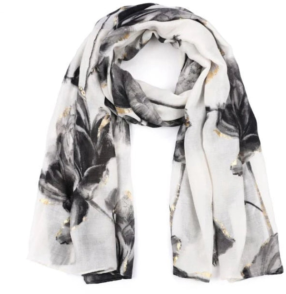 Sunset Fashion Sjaal Arctic Bloom grijs wit 180x90cm