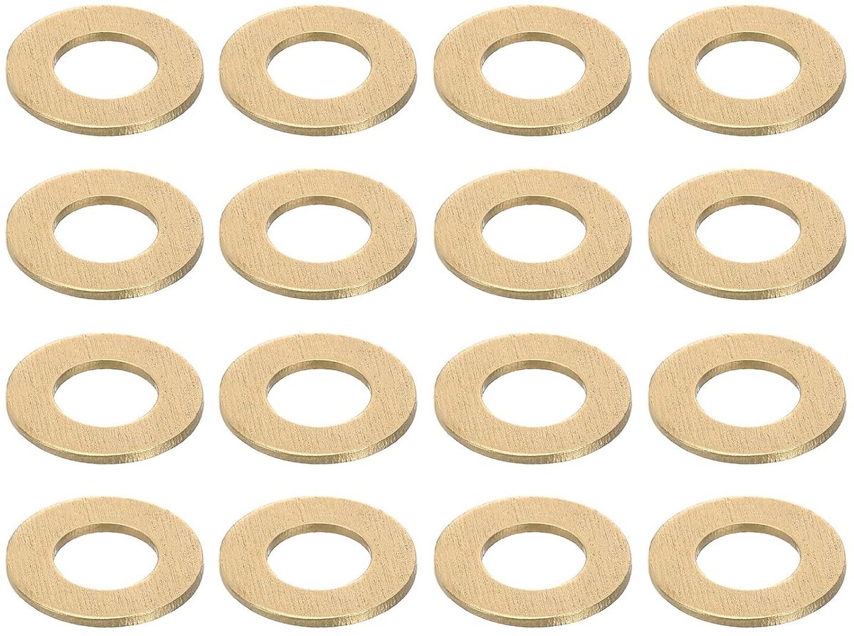 Platte afdichtingen, M6 x 12 x 0,8 mm messing sluitringen, afdichtringen voor schroeven, bouten, machinereparatie, buitenbouw