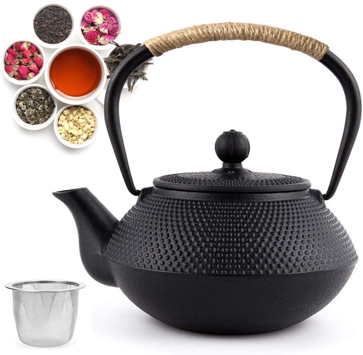 800ml Gietijzeren Theepot - Japanse Theeketel Met Roestvrijstalen Infuser - Stovetop Safe - Geschikt Voor Losse Thee