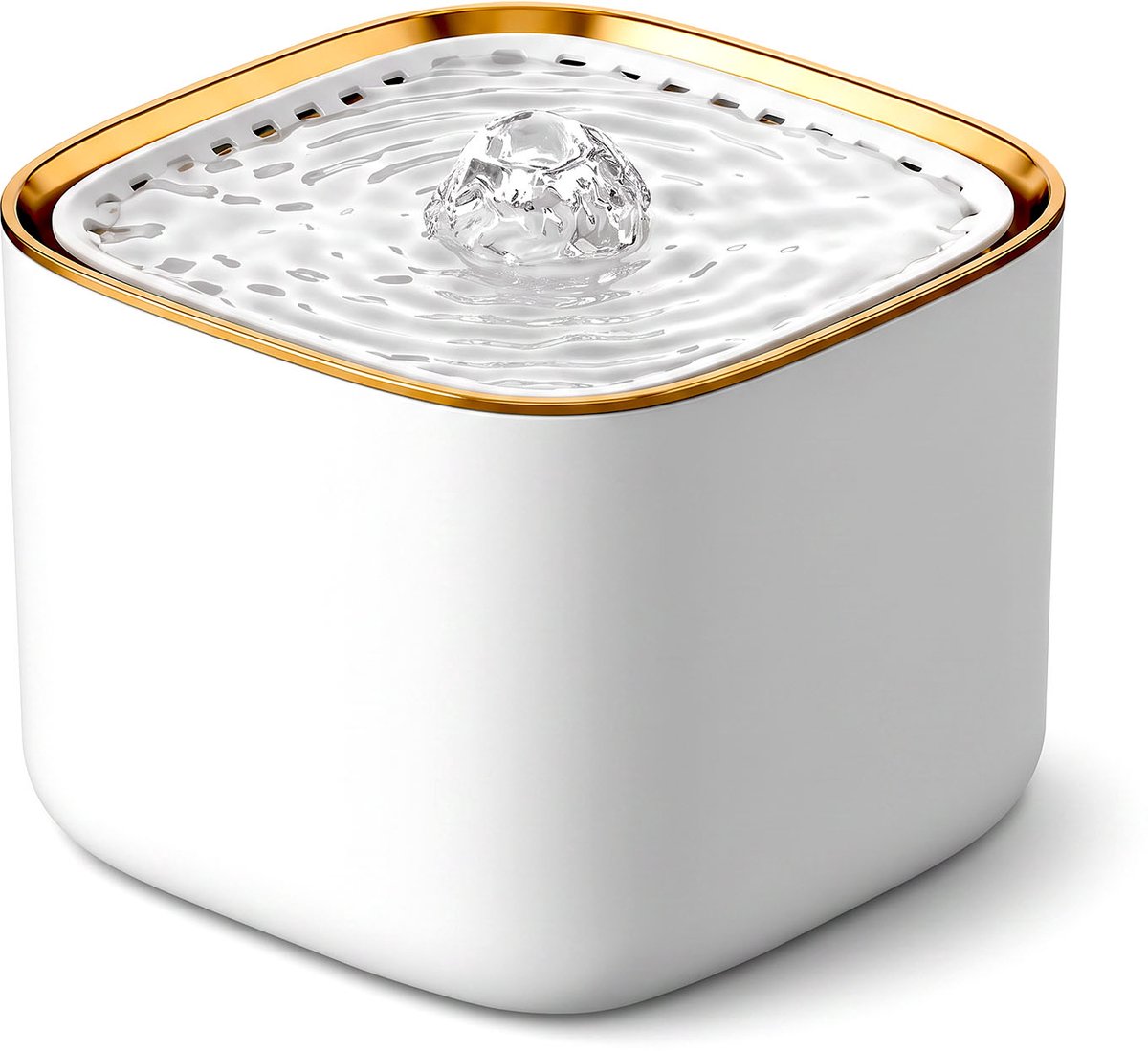 ZoeZo Drinkfontein Kat en Hond - Waterfontein - Kattenfontein - Waterdispenser - Waterbak - Automatisch - Met Filter - 3L - Fluisterstil - Wit en Goud