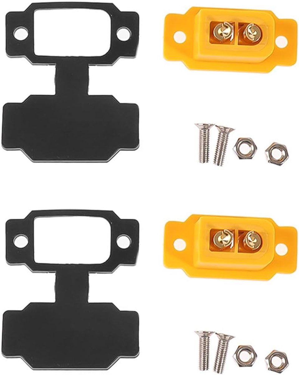 Set van 2 XT60BE-F installatiestekkers met hoge stroomsterkte met rubberen dop en schroeven voor Lipo-batterij XT60-stekker gouden stekker, beschermd tegen stofwater