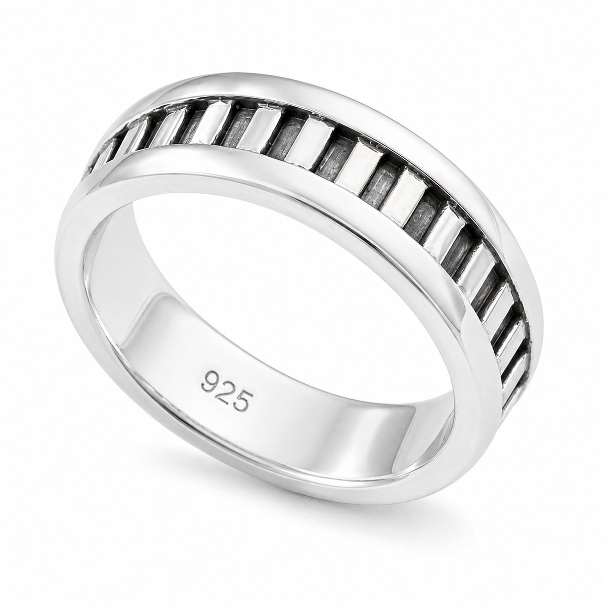 925 zilveren herenring met geoxideerd patroon – Maat 20.5 mm - brede sterling zilveren ring voor heren