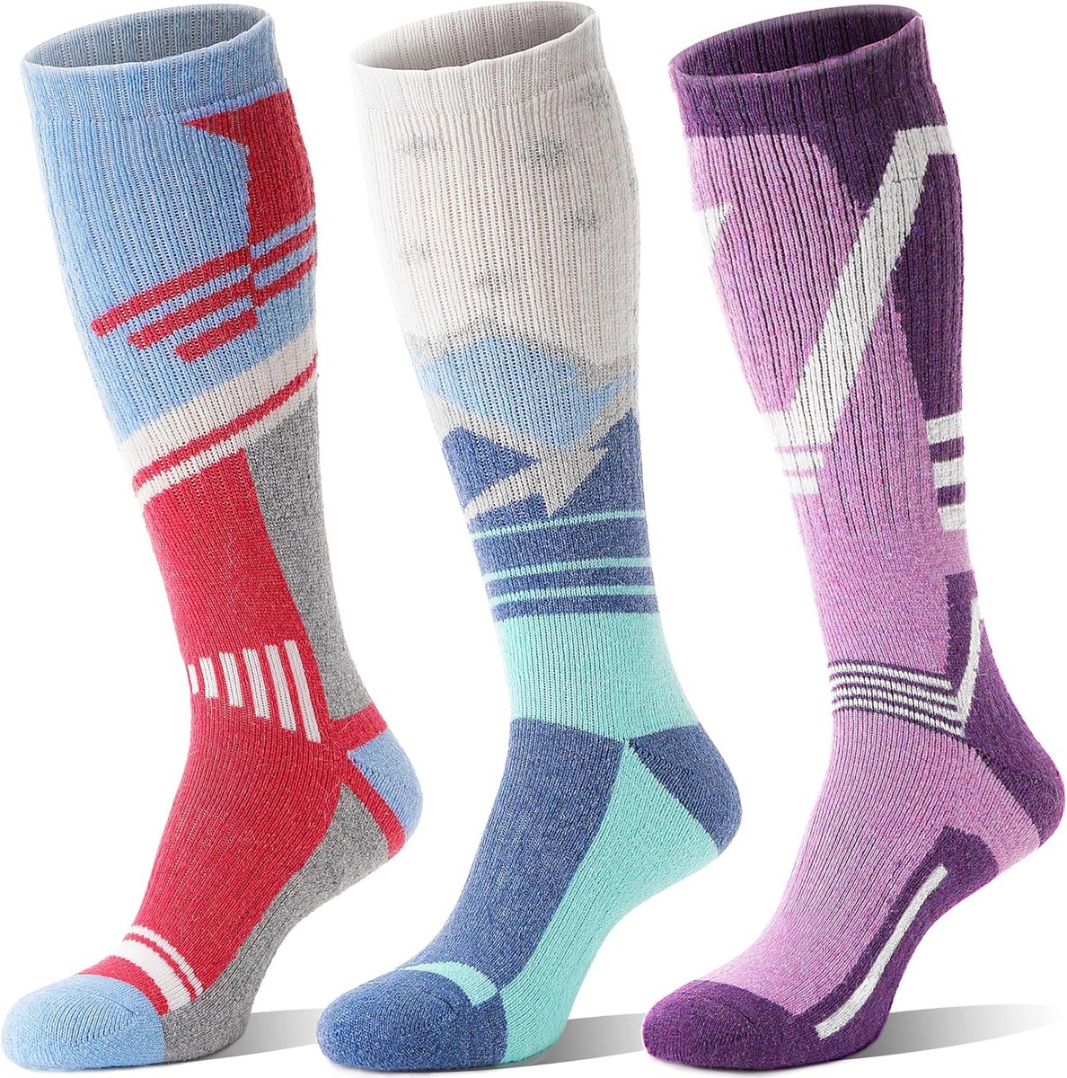 3 Paar Merino Wol Ski Sokken, thermisch, warm, dik, knielang, snowboard- en skisokken voor vrouwen en mannen