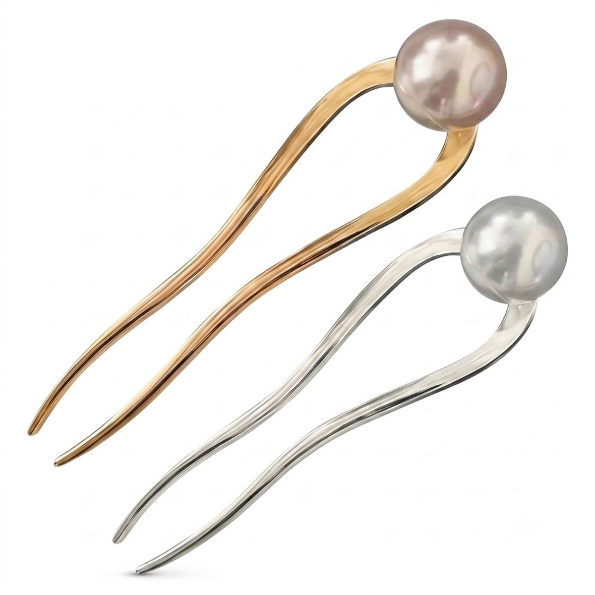 Goudkleurige haarpin dames haarpin set 2 stuks U vorm haarspeld met imitatie parel voor haarknot opsteek kapsel metalen haar accessoire elegant ontwerp