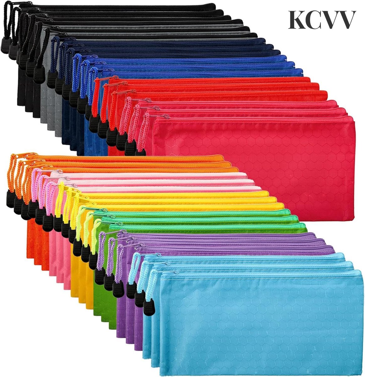 Pennenetui klein-pennenetui groot-pennenzak-Etui met 36 pennen en potloden met ritssluiting - Waterdichte pennenhouder in 12 kleuren - Voor rekeningen, cosmetica, reisbenodigdheden, school- en kantoorartikelen - 22,8 × 12 cm
