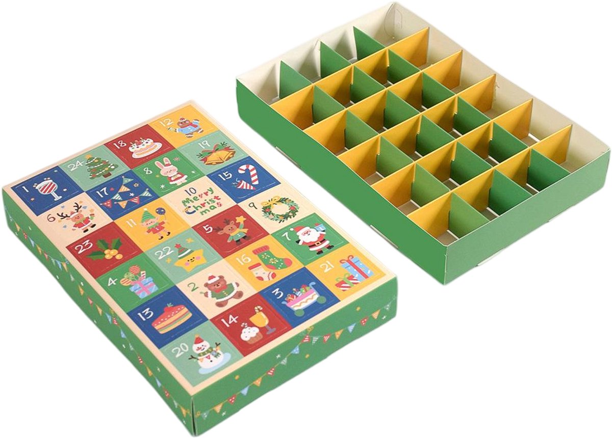 Kerst Adventskalender DIY Lege Doos – Aftelkalender Kerst – 24 Vakjes Zelf Vullen – Verrassingsbox Cadeaukalender – Voor Kinderen & Familie – Sneeuwpop Design – 5 Stuks