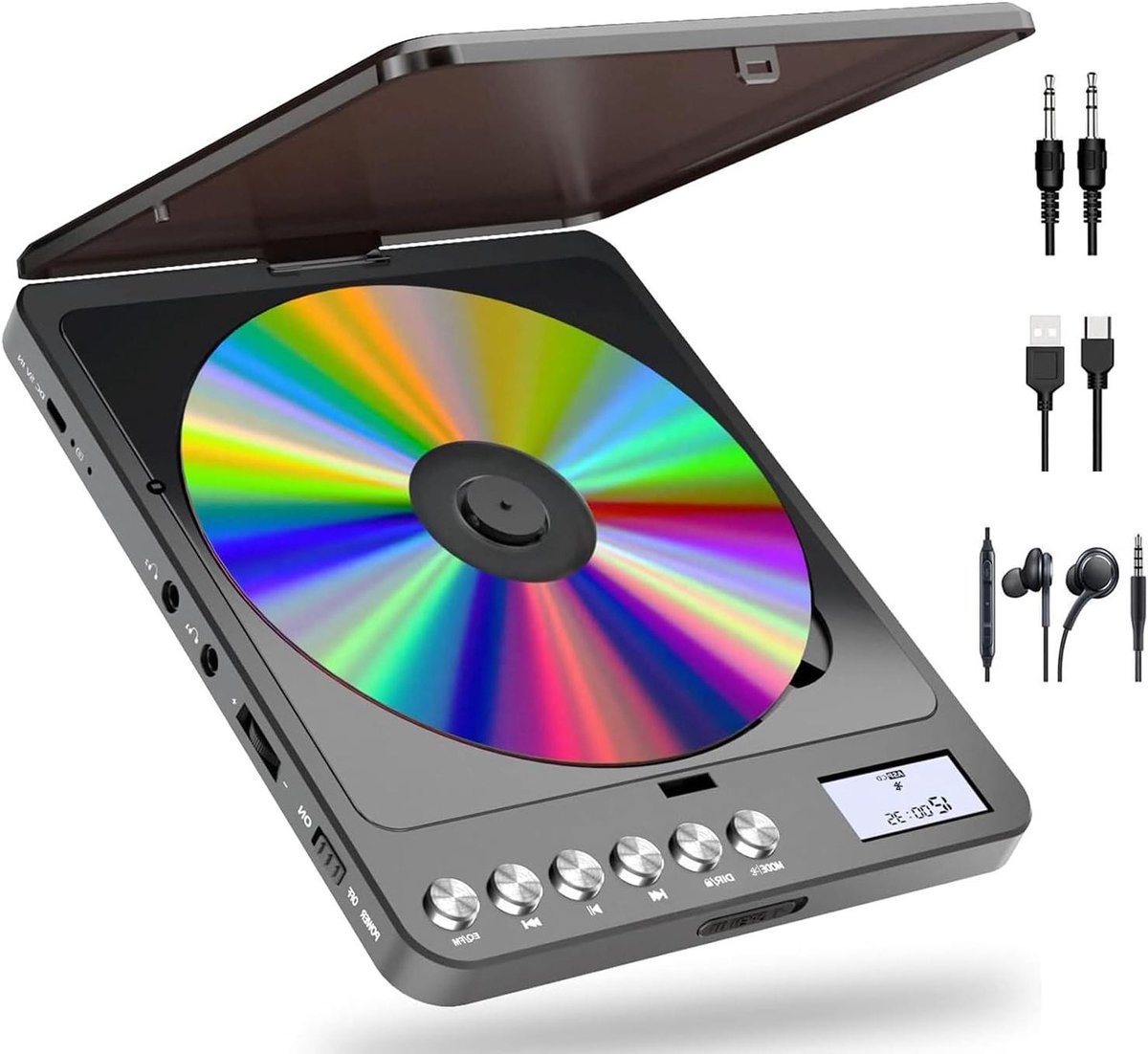 Draagbare CD-speler - Muziekspeler - Muziek Luisteren - Met Bluetooth en FM-zender - 15x16cm - Zwart