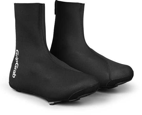 Zwarte GripGrab Ride 2 waterdichte neopreen overschoenen voor wielrenners met wit logo op de zijkant.