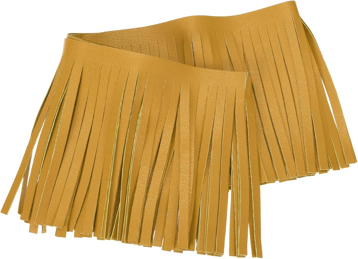 1 yard PU-lederen franjes, 10 cm breed, dubbelzijdige leren band, voor naaien, knutselen, kleding, tassen, decoratie, geel