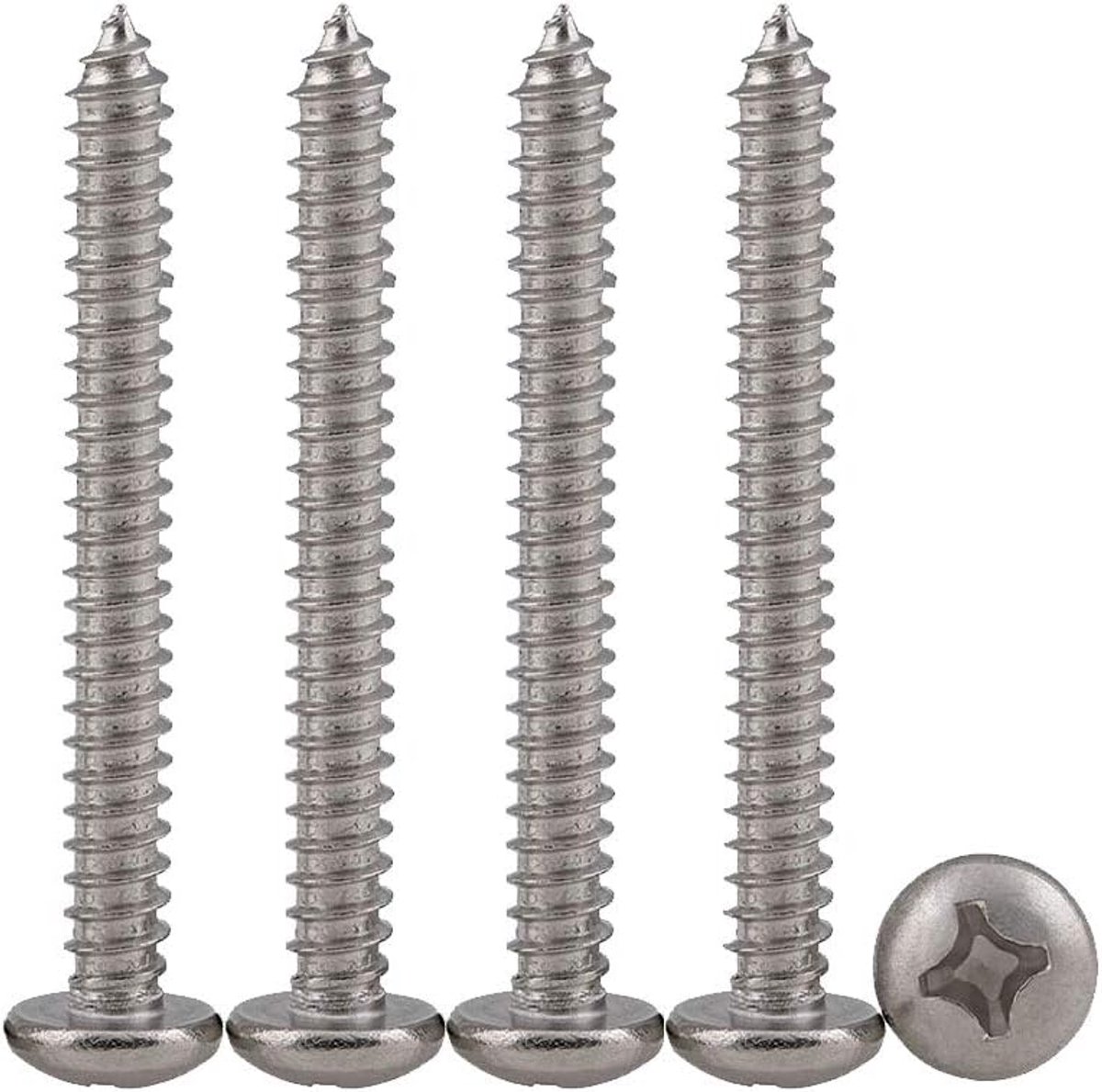 100 stks kruiskopschroeven 304 roestvrij staal zelftappende schroeven zelfborende houtschroeven standaard kruisgroef volledige draad houtbewerking bevestigingsmiddel M4 X 30